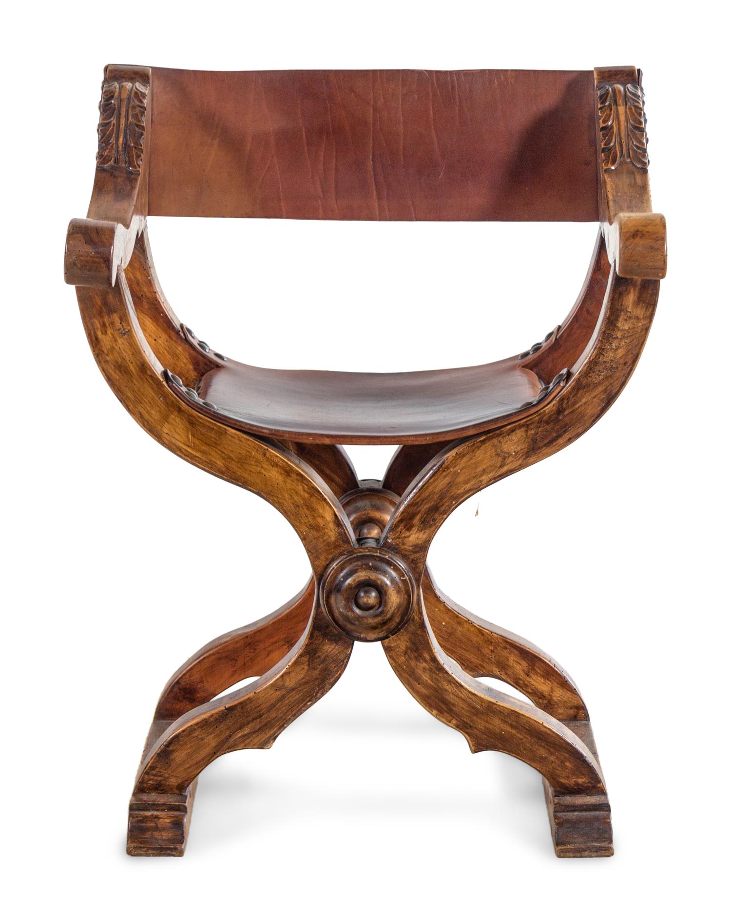 An Italian Walnut Savonarola Chair