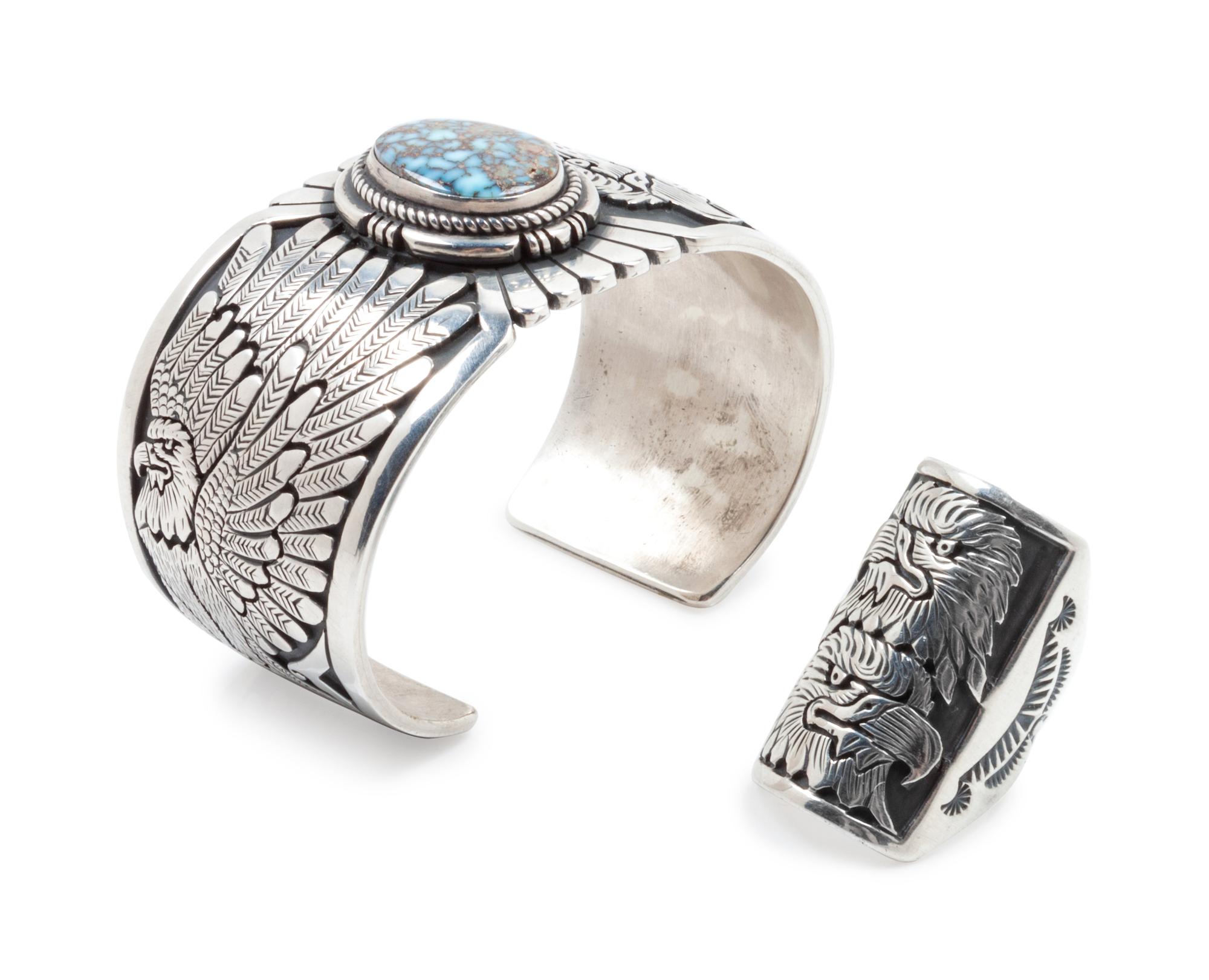 Eagle Motif Silver Cuff with matching ring