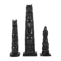 Haida Carved Argillite Model Totem Poles