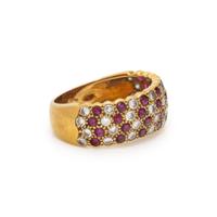 RUBY, DIAMOND, AND YELLOW GOLD RING