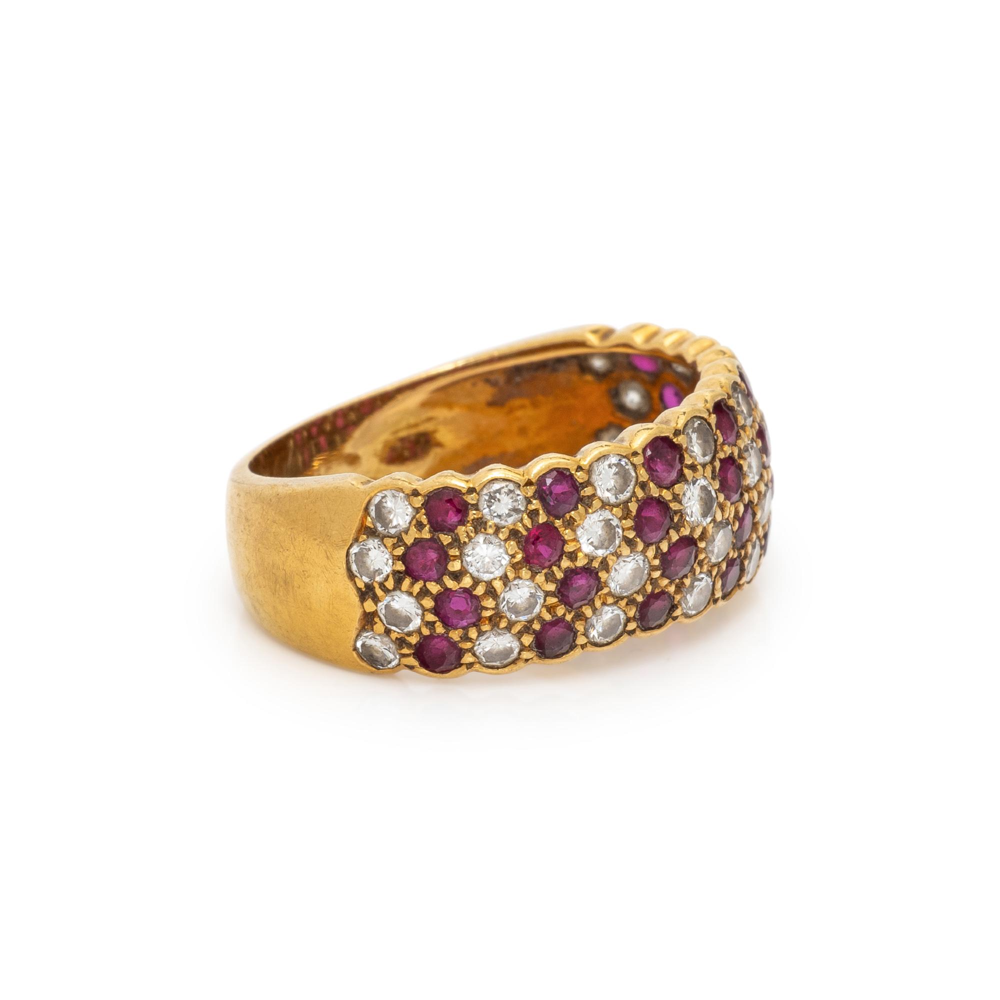 RUBY, DIAMOND, AND YELLOW GOLD RING