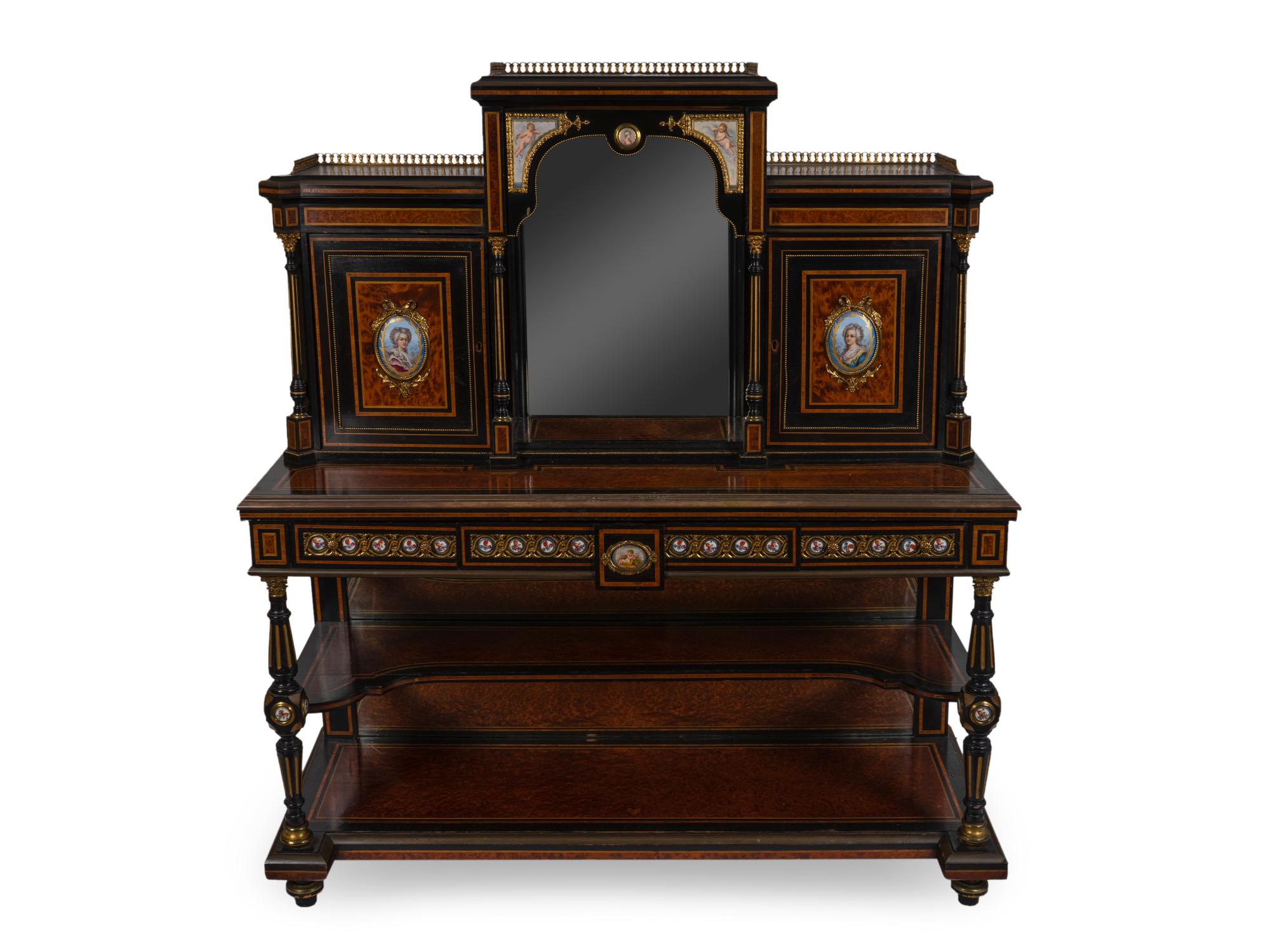 A Napoleon III Style Ebonized and Burlwood Bonheur-du-Jour — 20TH CENTURY