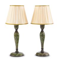 A Pair of Kashmiri Style Papier-Mâché Candlesticks Mounted as Lamps