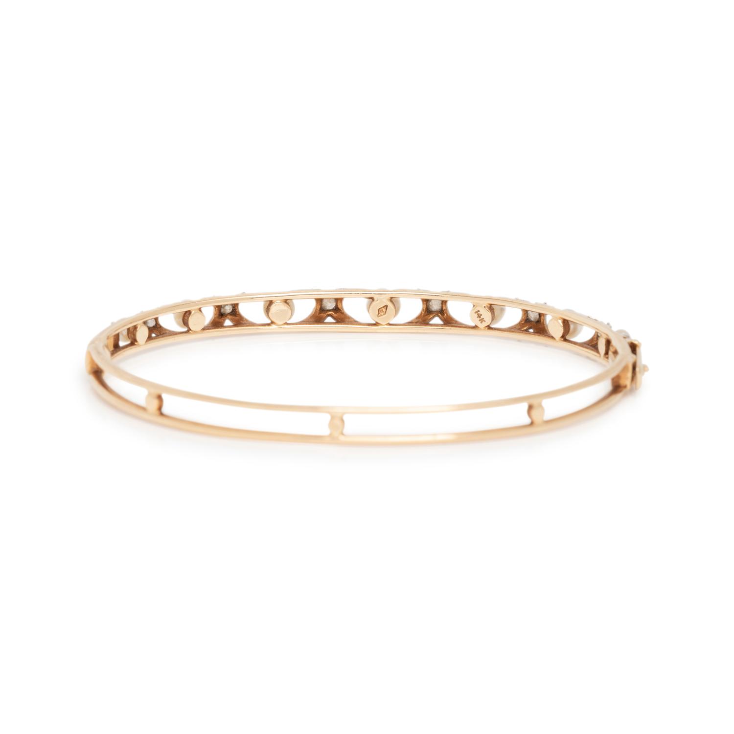 CULTURED PEARL AND DIAMOND BANGLE BRACELET