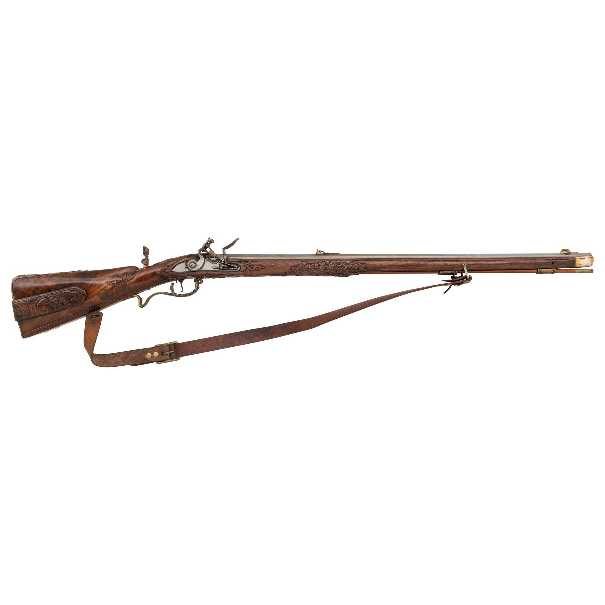 Contemporary Flintlock Jaeger Rifle in the Style of Johann Gratzl