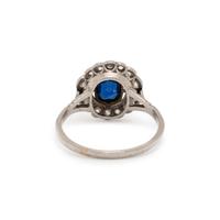PLATINUM, SAPPHIRE AND DIAMOND RING
