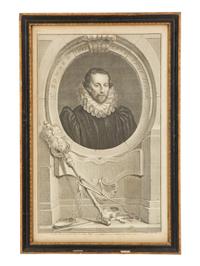 A Group of Six Framed Black and White Engravings of Famous British Figures