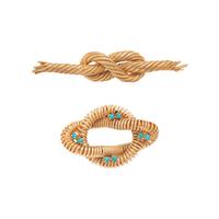 TWO YELLOW GOLD KNOT BROOCHES