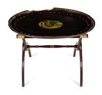 A Victorian Papier-Mâché Tray and an Associated Luggage Rack Stand