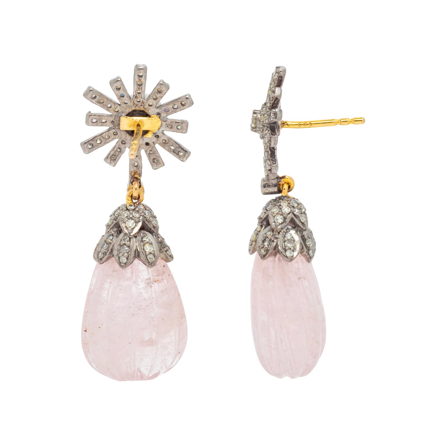 DIAMOND AND MORGANITE EARRINGS