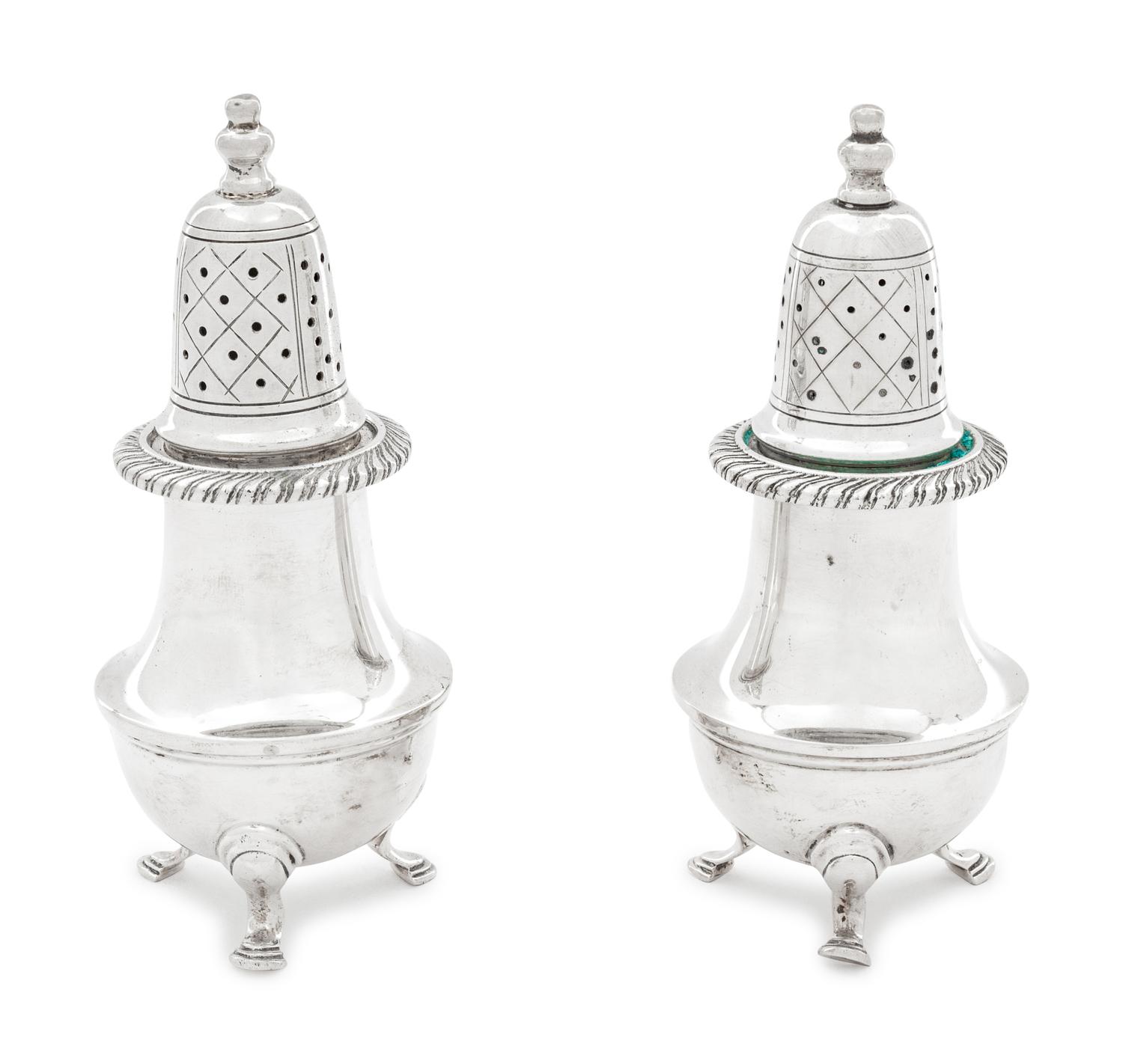 A Pair of American Silver Casters