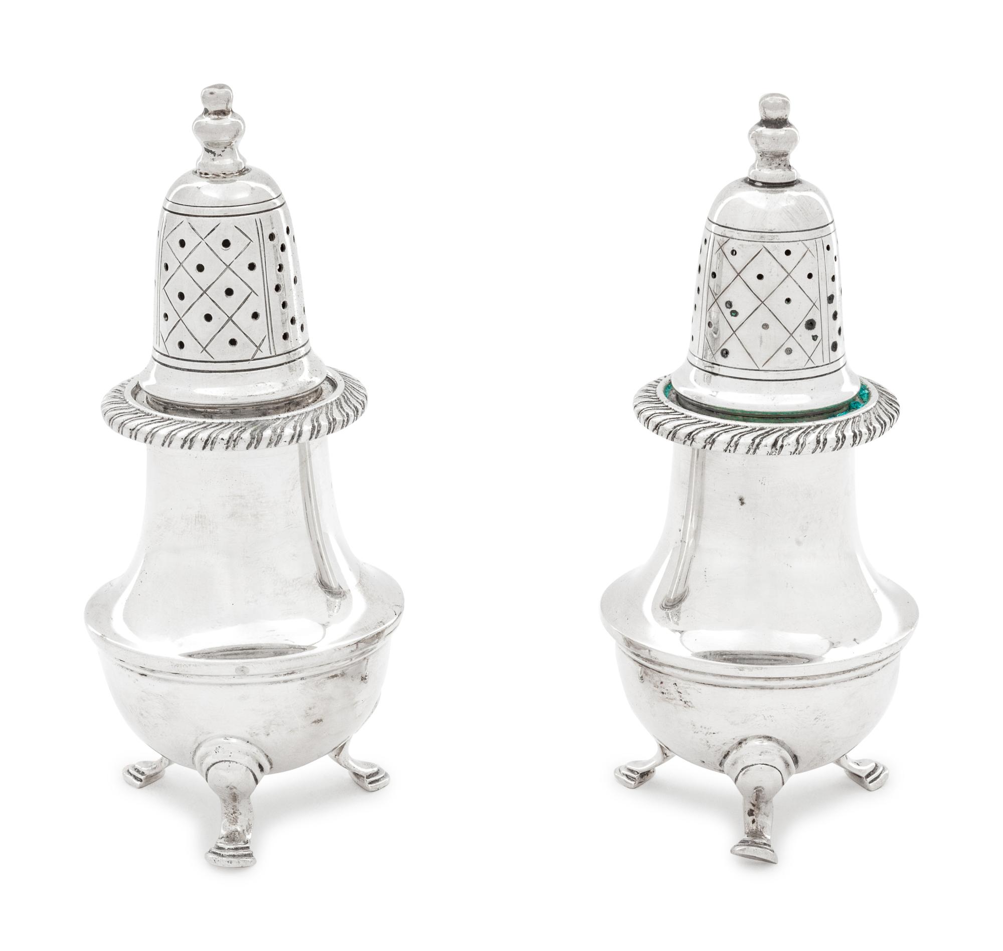 A Pair of American Silver Casters