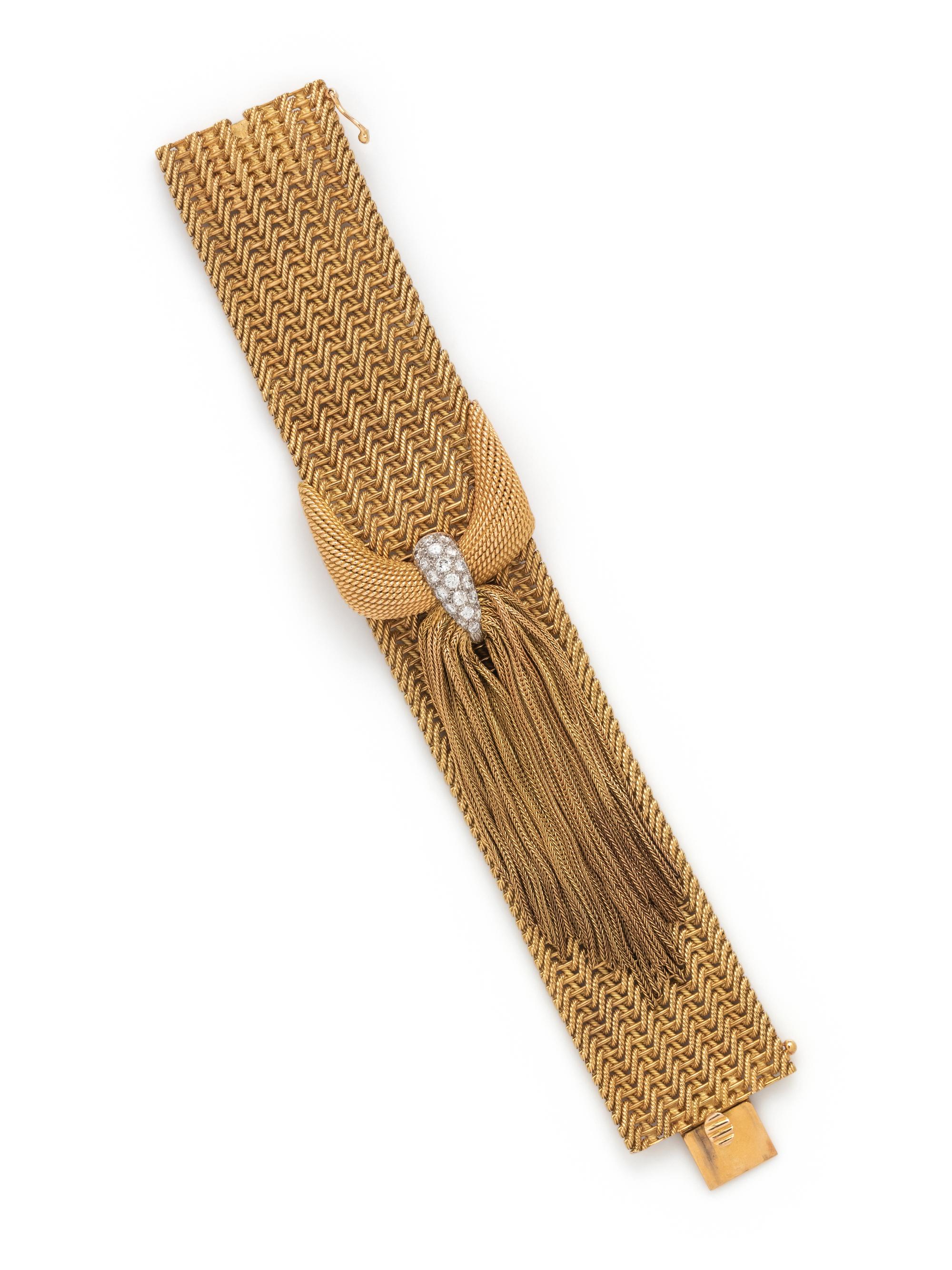 YELLOW GOLD AND DIAMOND TASSEL BRACELET