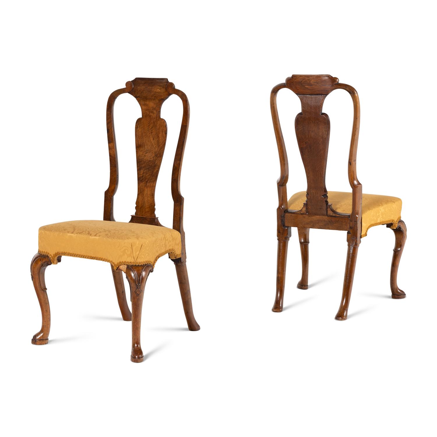 A Pair of George II Walnut Side Chairs