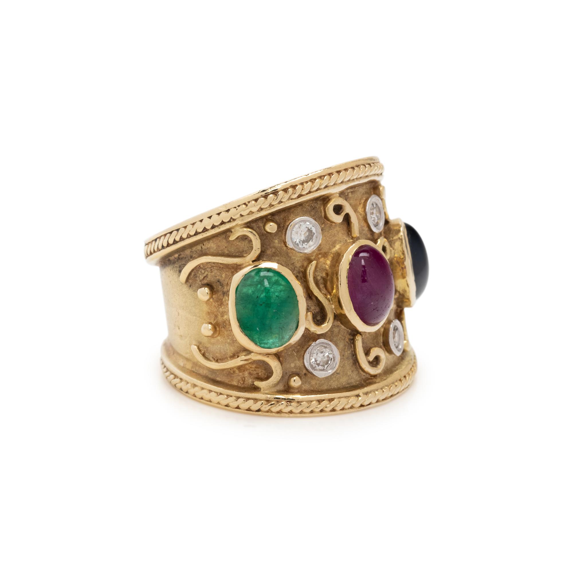 YELLOW GOLD, MULTIGEM AND DIAMOND RING
