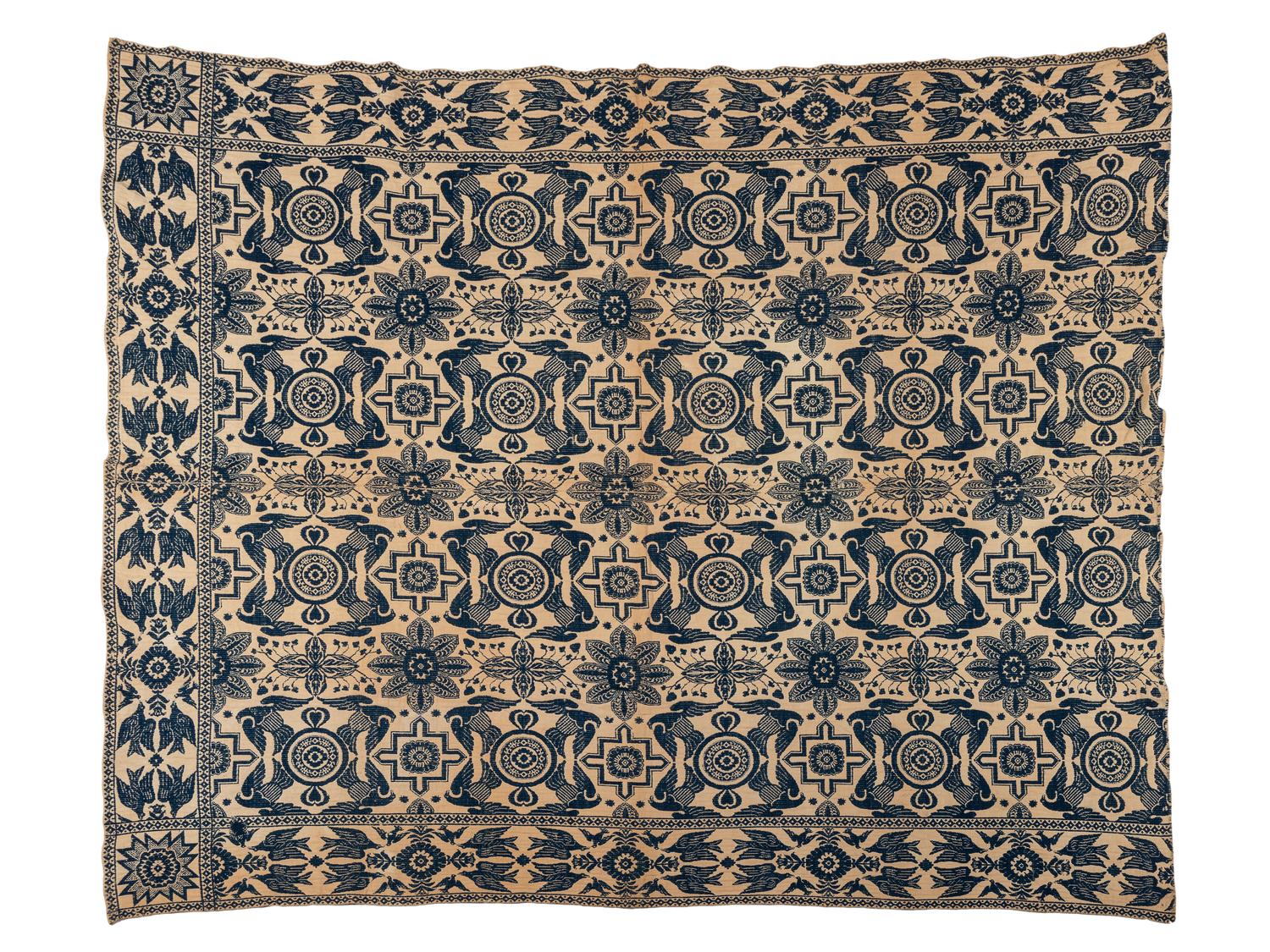 Two Jacquard Woven Coverlets