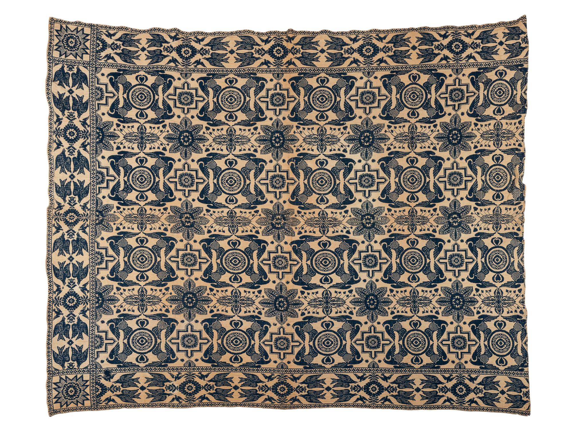 Two Jacquard Woven Coverlets