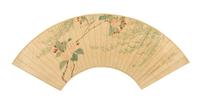 Eight Chinese Folding Fan Leaves Depicting Landscape and Flowers