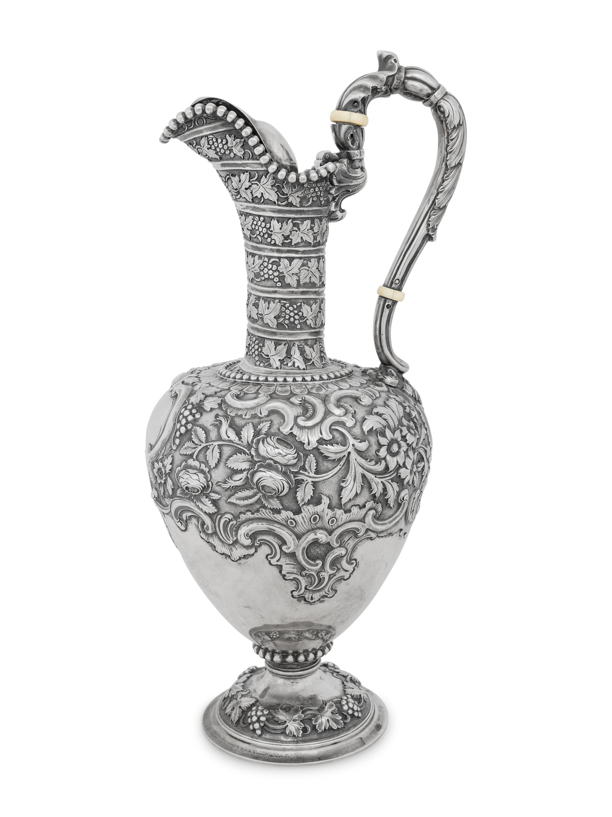 A Scottish Victorian Silver Repousse Ewer
