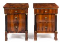 A Pair of Italian Neoclassical Parcel Ebonized Walnut Night Stands Height 32 1/2 x width 23 x depth 17 1/2 inches. — LATE 19TH/EARLY 20TH CENTURY