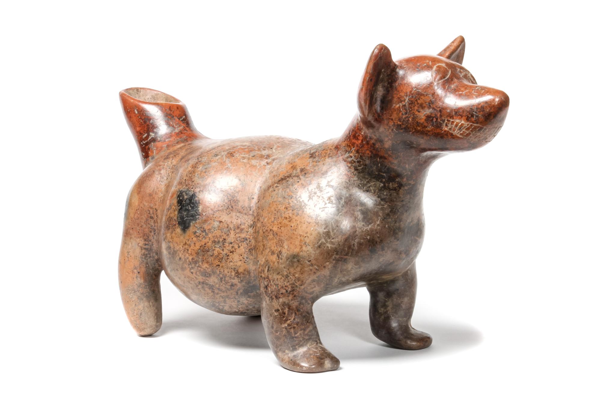 Colima Dog Height 9 x width 7 1/2 x depth 14 1/2 inches