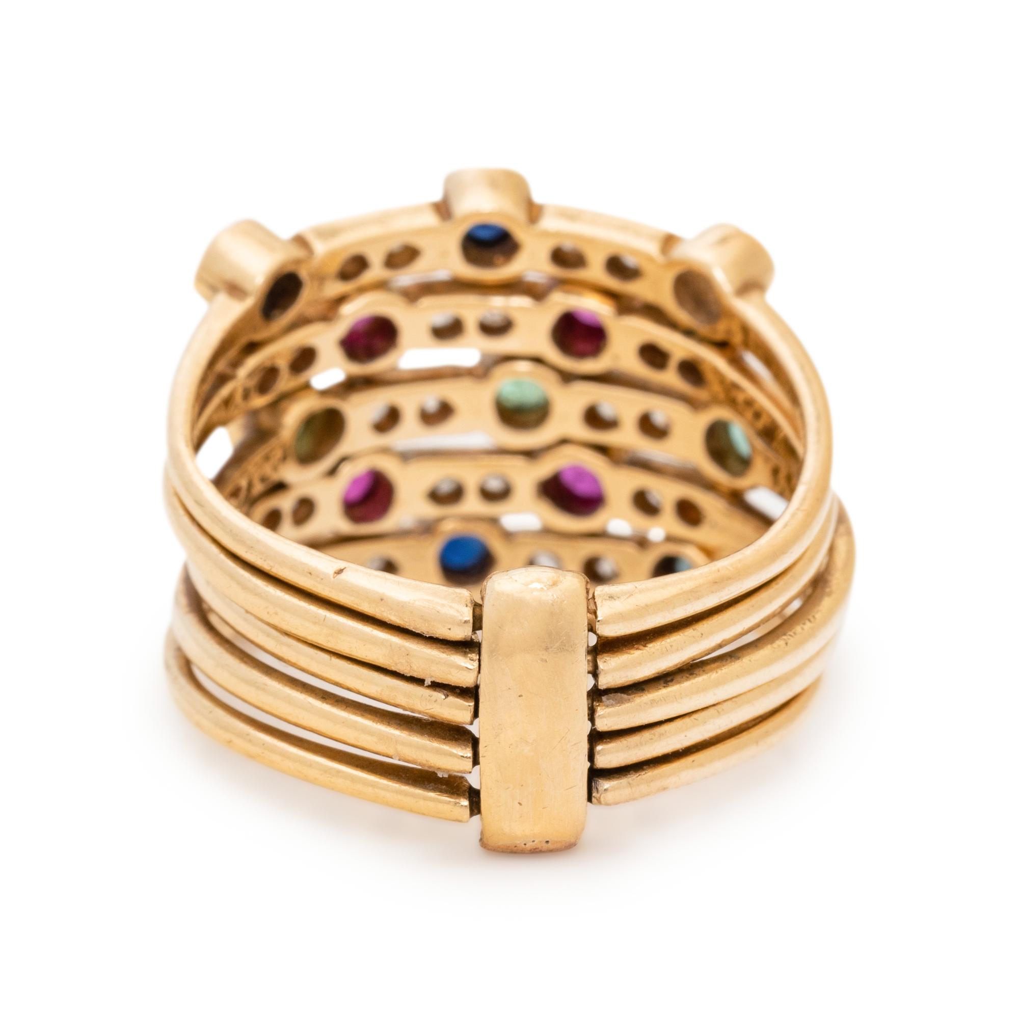 MULTIGEM AND DIAMOND HAREM RING