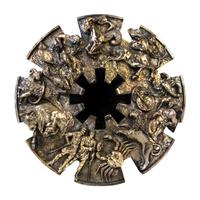 A Brutalist Molded Resin Mirror Diameter 39 3/4 inches.