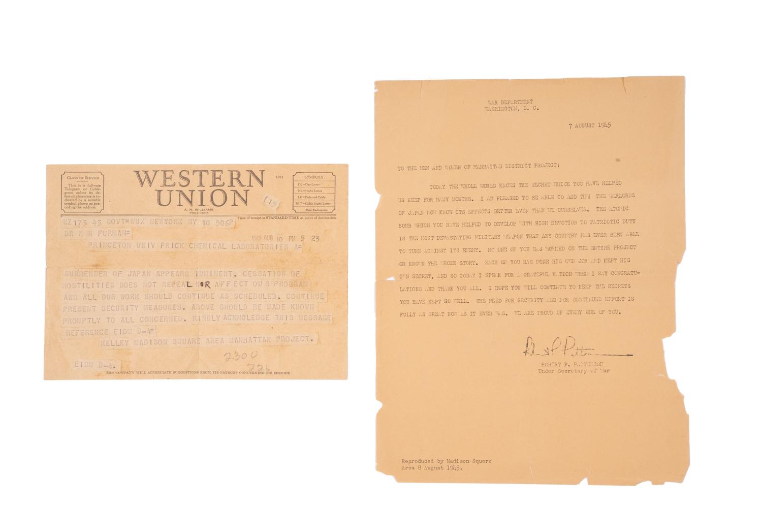 [MANHATTAN PROJECT]. An extensive archive including original laboratory notebooks, typed laboratory reports and drafts, and typed communications relating to the research activities in Princeton's Frick Laboratories of the Princeton Analytical Group under the direction of Professor Nathaniel H. Furman for the Manhattan Project, ca 1942-1946.