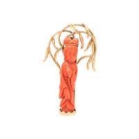 YELLOW GOLD AND CARVED CORAL BROOCH