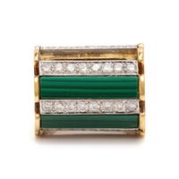 Malachite, Diamond, and Yellow Gold Ring