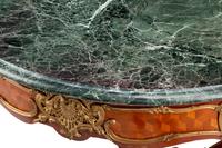 A Louis XV Style Gilt Bronze Mounted Parquetry Marble-Top Center Table