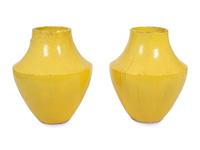A Pair of Large Yellow-Glazed Pottery Jars