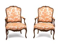 A Pair of Louis XV Style Fauteuils en Cabriolet
