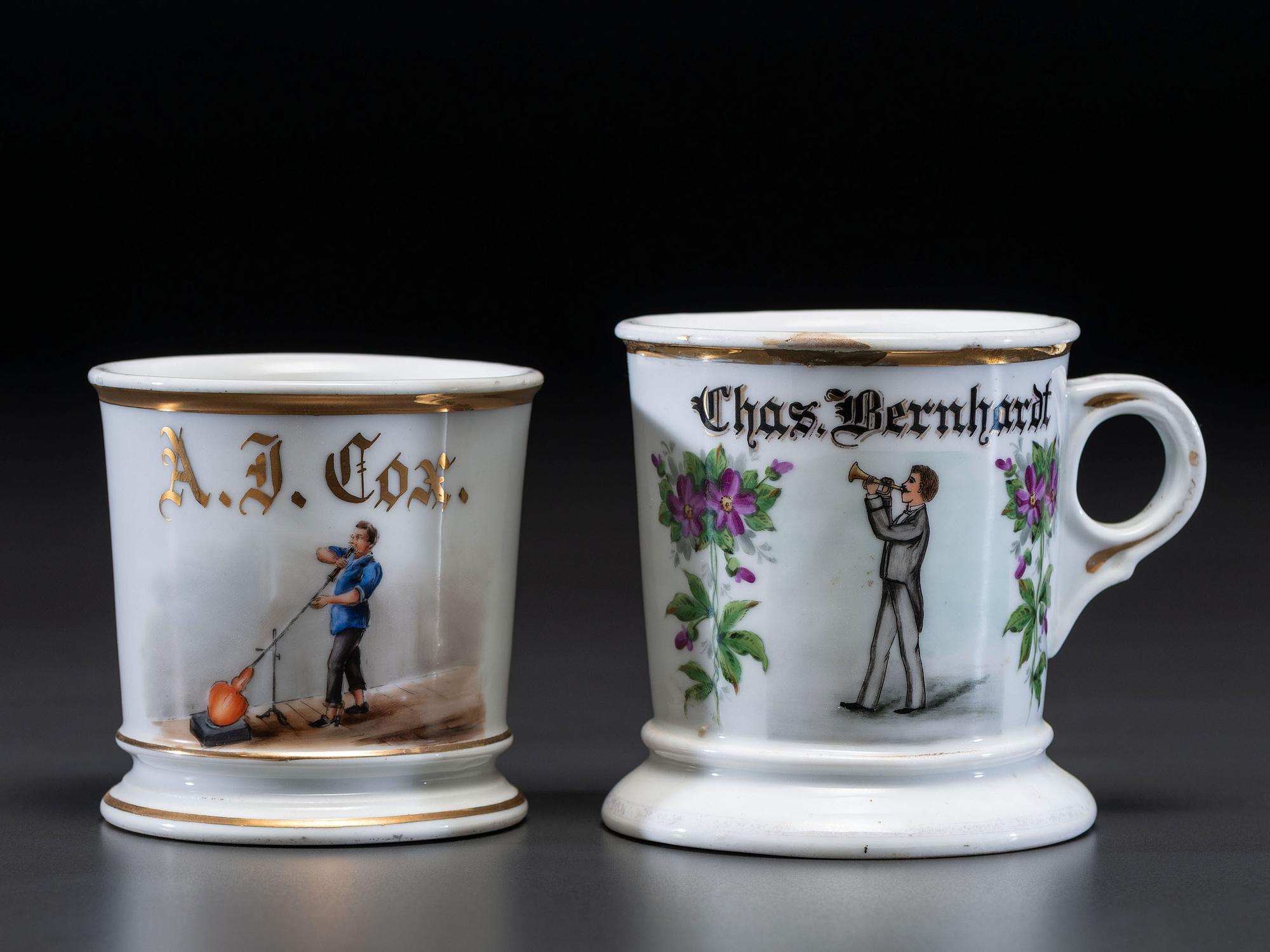 Two Porcelain Occupational Shaving Mugs