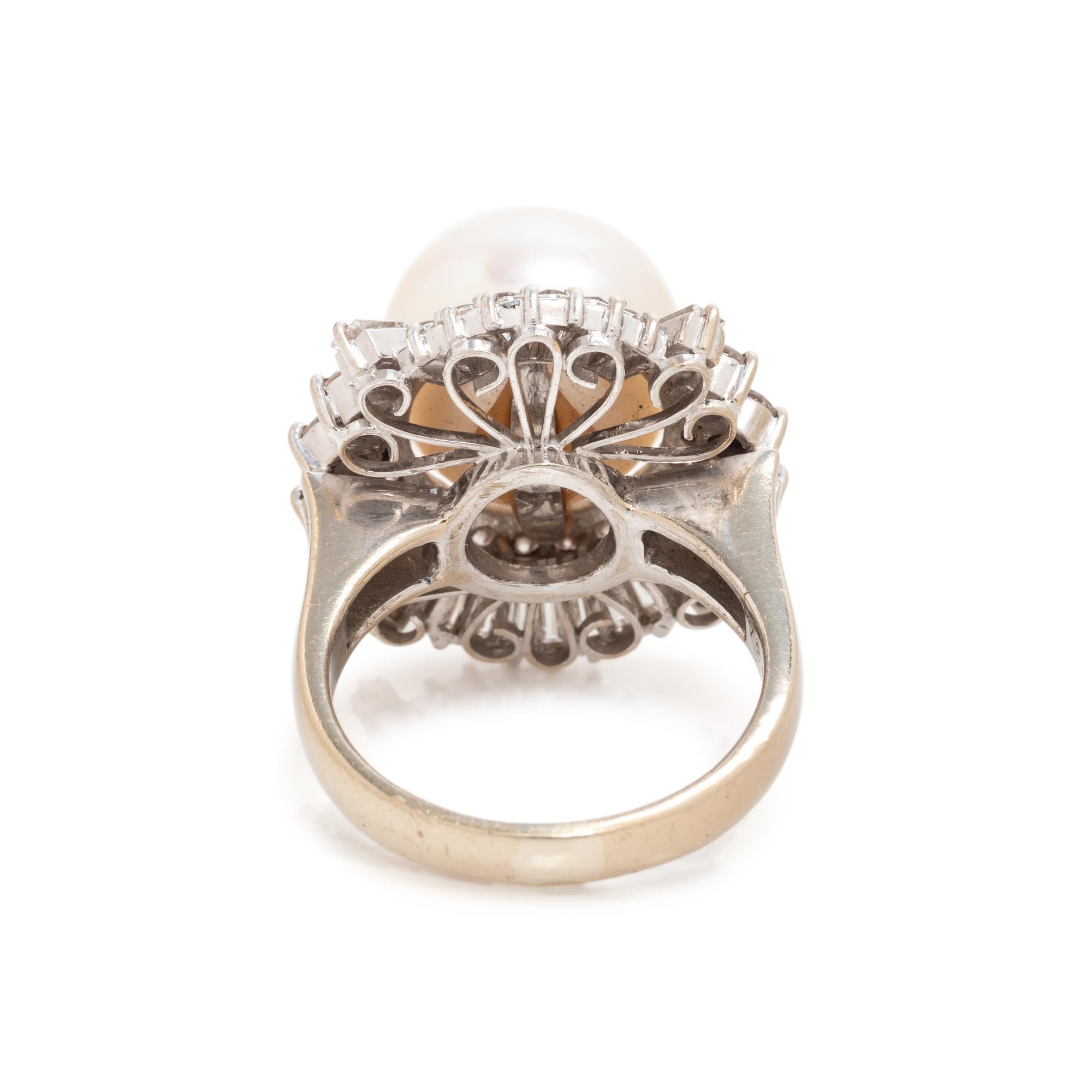 CULTURED SOUTH SEA PEARL AND DIAMOND RING