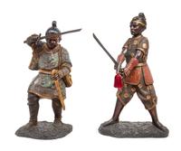 A Pair of Japanese Parcel Gilt Bronze Figures Height of taller 33 1/2 inches. — 20TH CENTURY