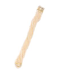 TIFFANY & CO., CULTURED PEARL AND DIAMOND TORSADE BRACELET