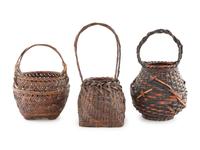 Three Japanese Bamboo Ikebana Baskets [Basket pictured far right to be returned to client; not included in donation group]