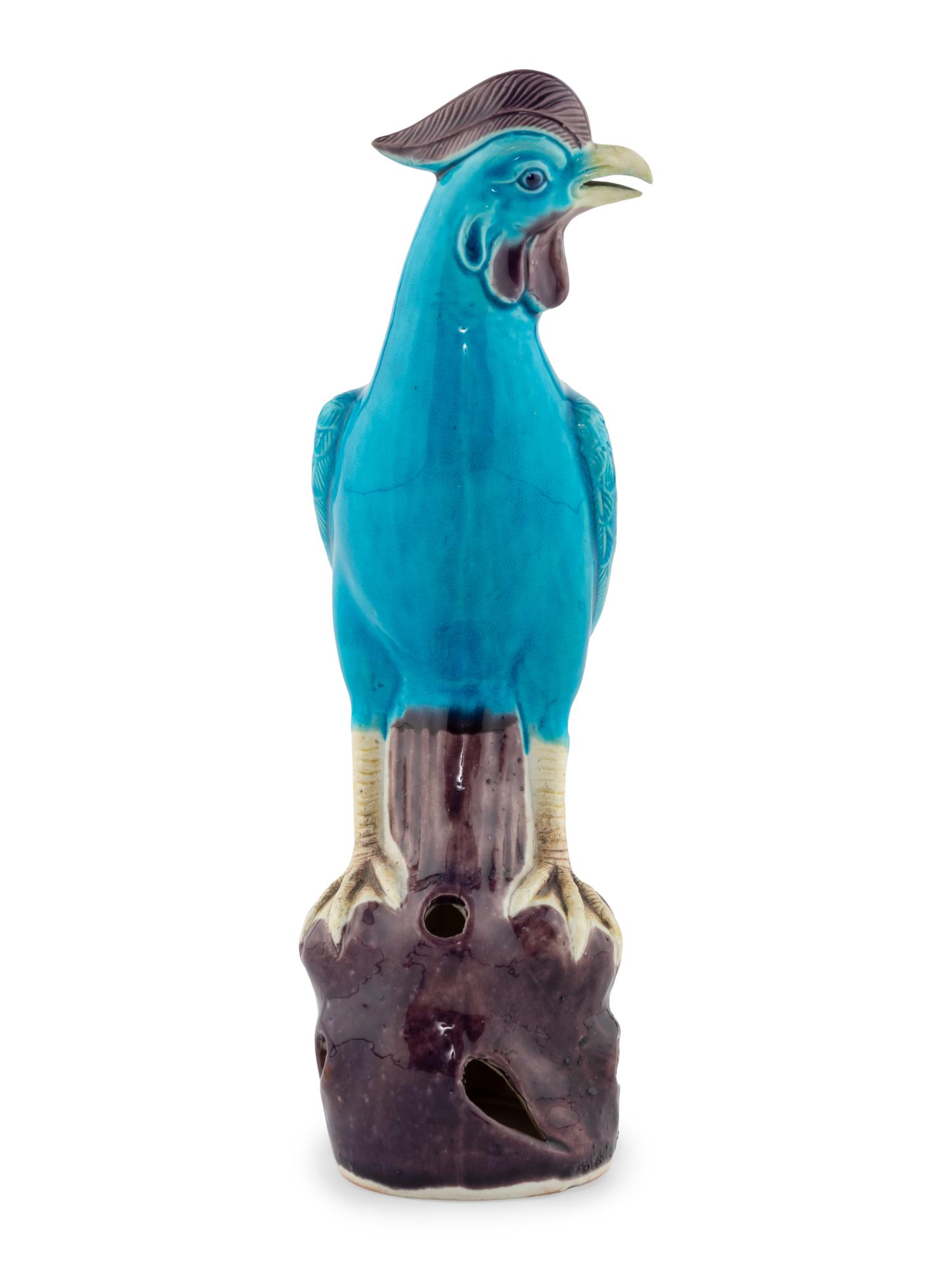 A Chinese Export Turquoise Glazed Rooster
