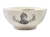 A Liverpool Transfer-Printed Creamware Punch Bowl with George Washington and Benjamin Franklin
