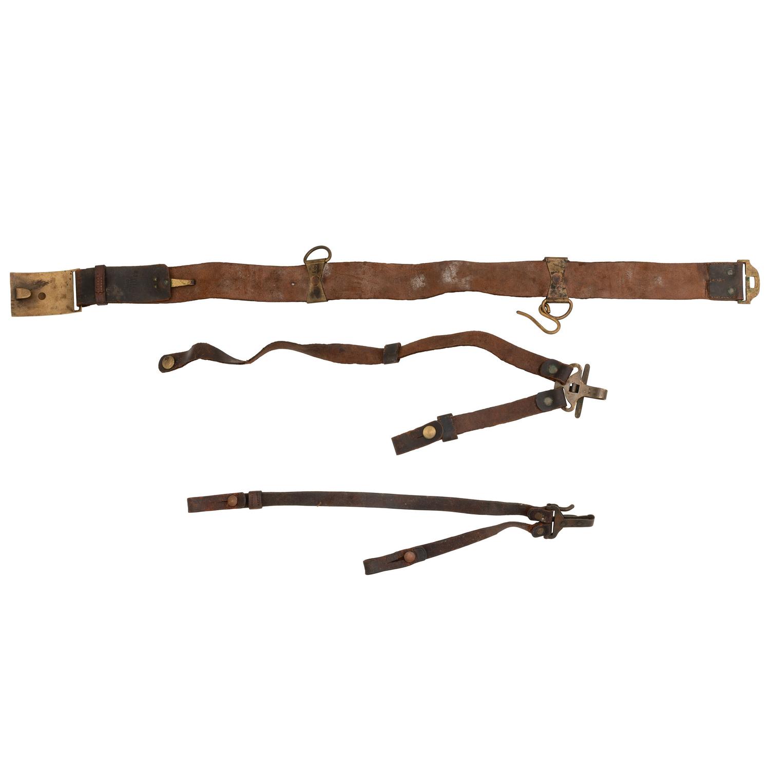 A Mann's Patent Indian War Era Sword Belt and Two Sets of Detachable Saber Hangers