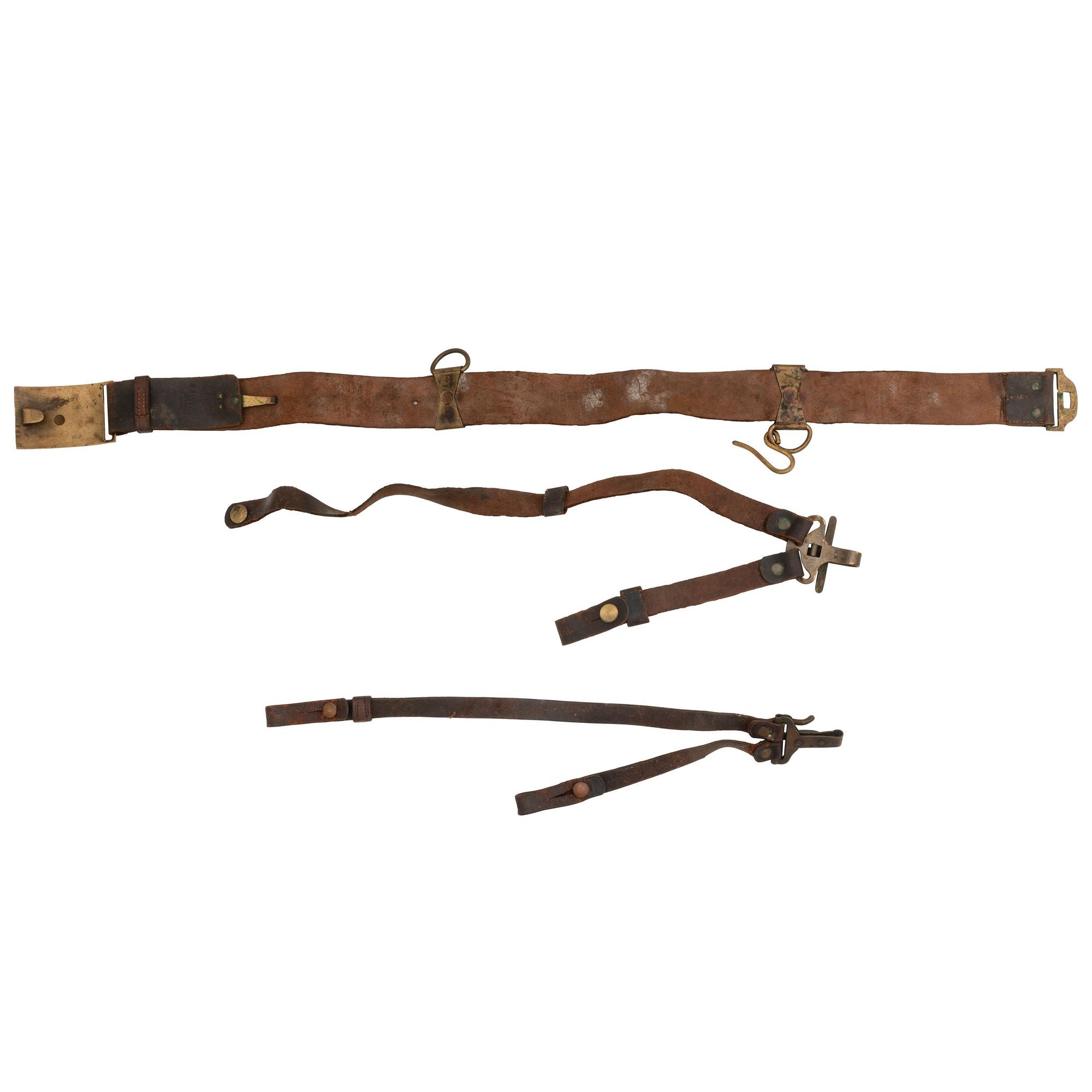 A Mann's Patent Indian War Era Sword Belt and Two Sets of Detachable Saber Hangers