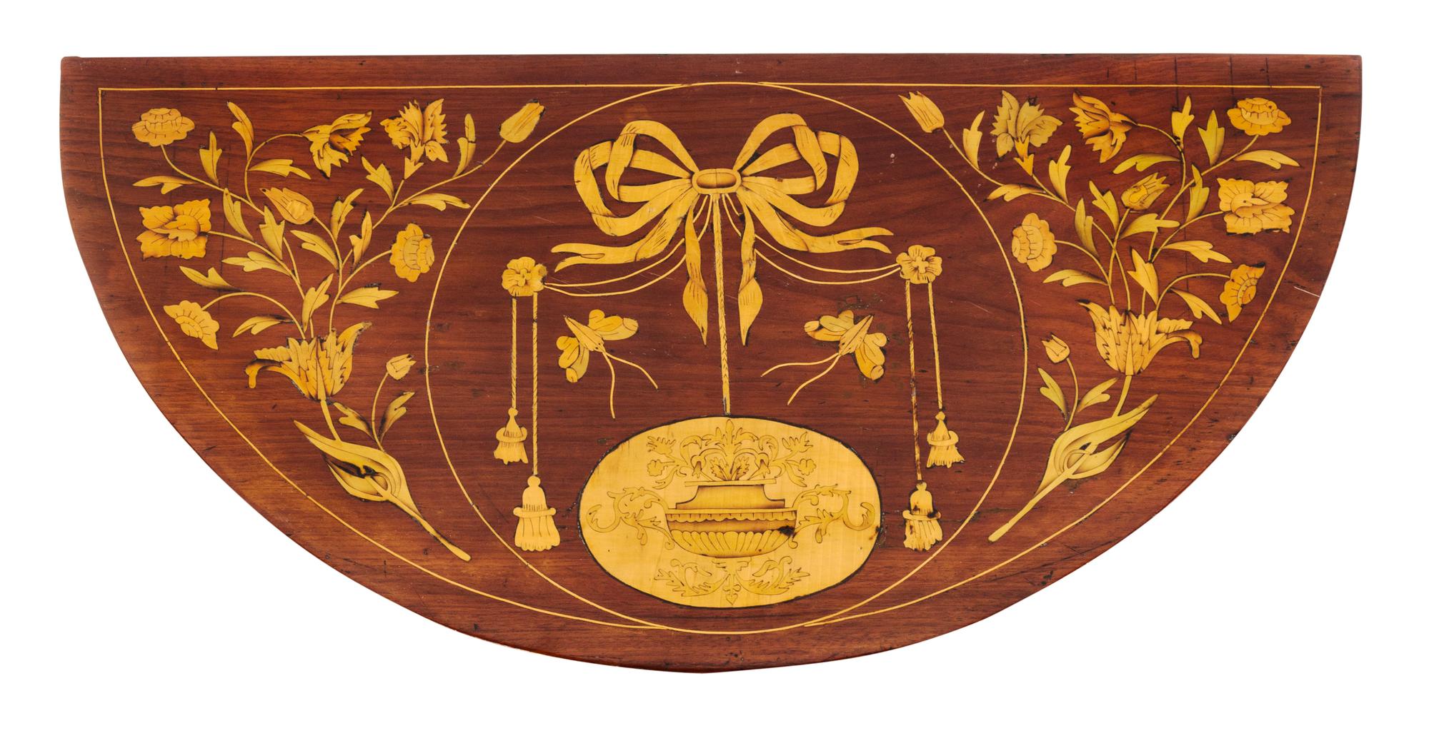 A George III Marquetry Flip-Top Table Height 29 1/2 x width 30 1/8 x depth 14 3/4 inches. — LATE 18TH/EARLY 19TH CENTURY