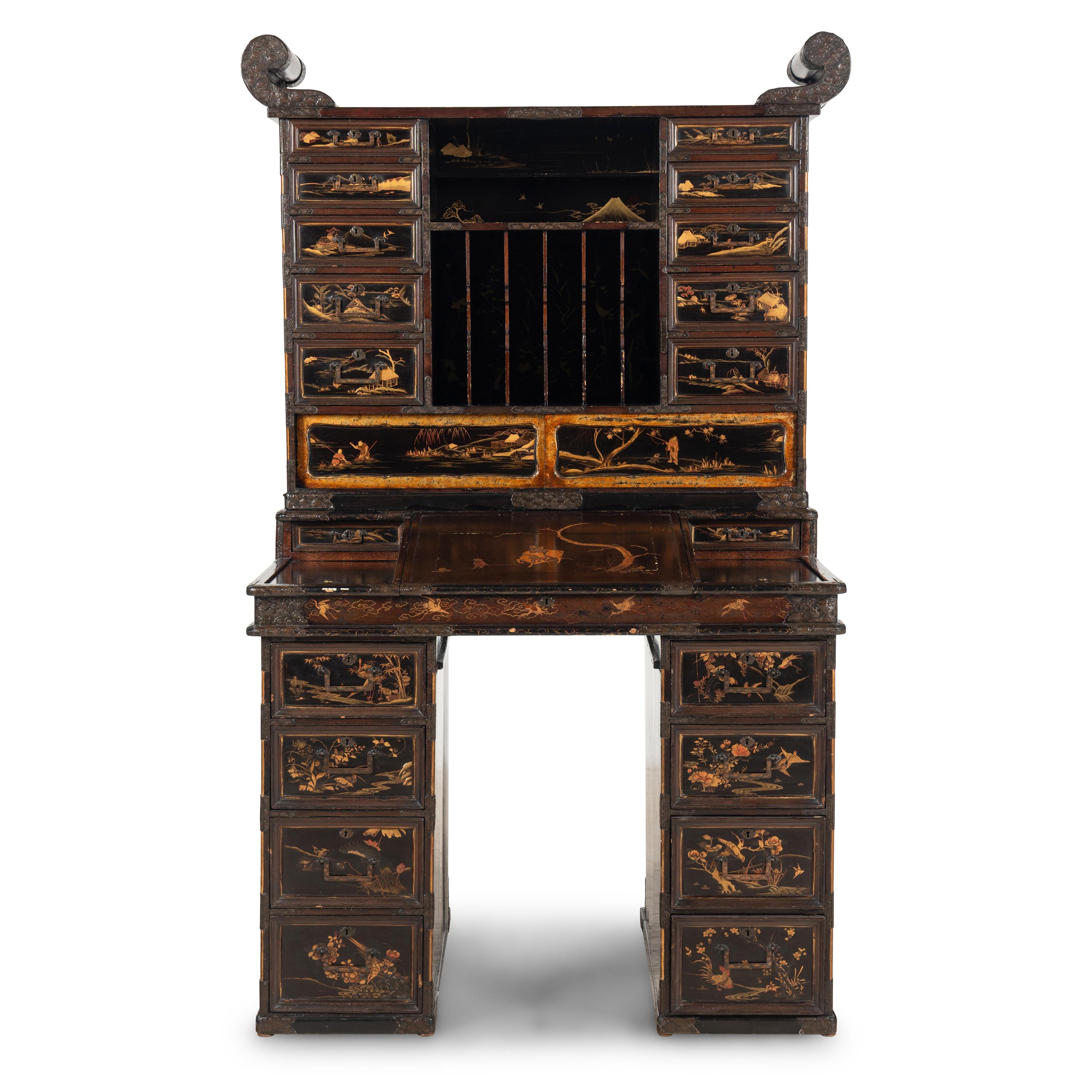 A Japanese Lacquer Bureau Cabinet