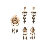 VICTORIAN, COLLECTION OF YELLOW GOLD AND ONYX MOURNING JEWELRY