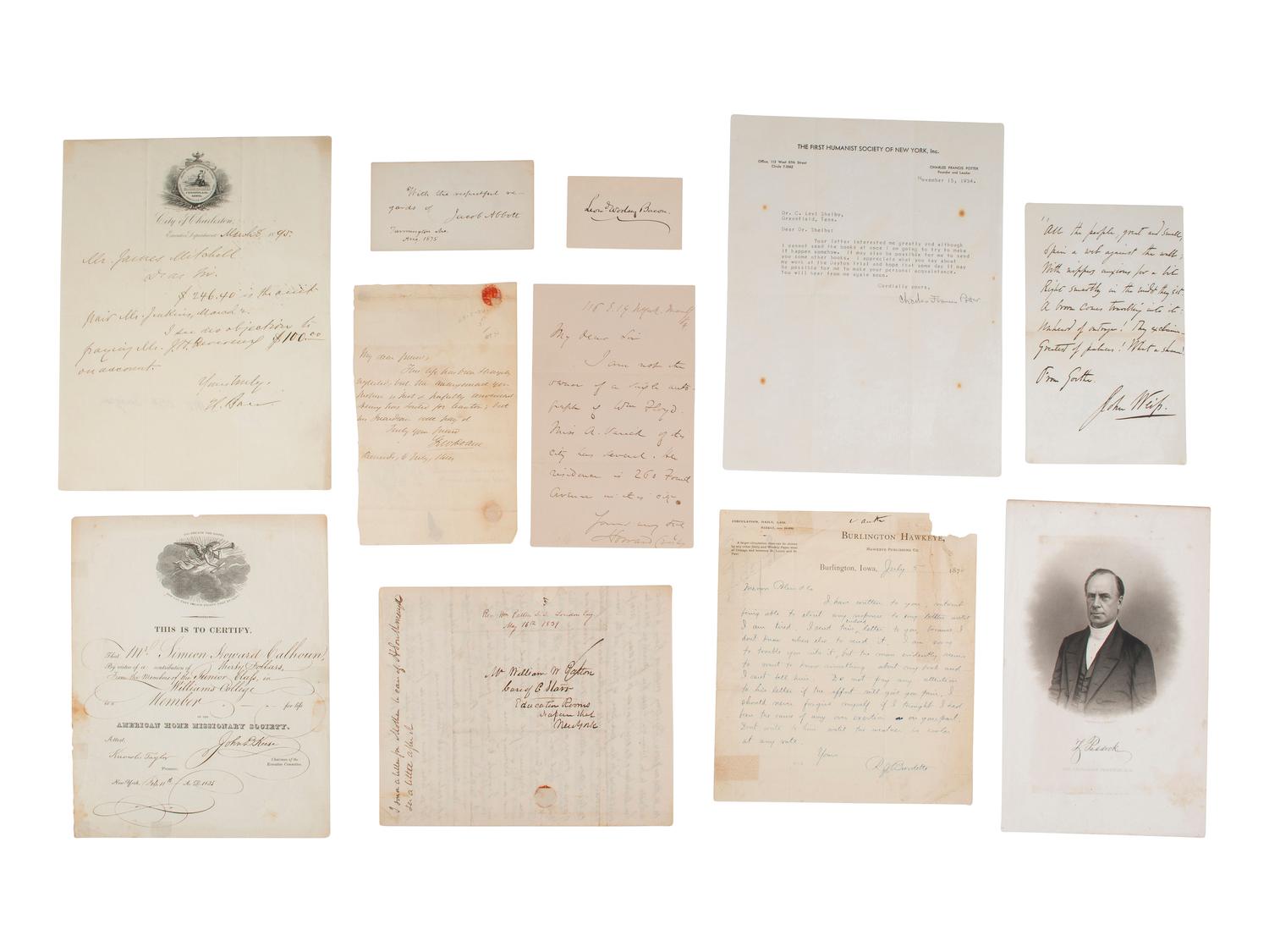 [RELIGION] -- [AUTOGRAPHS]. Large group of autographs from religious and thought leaders.