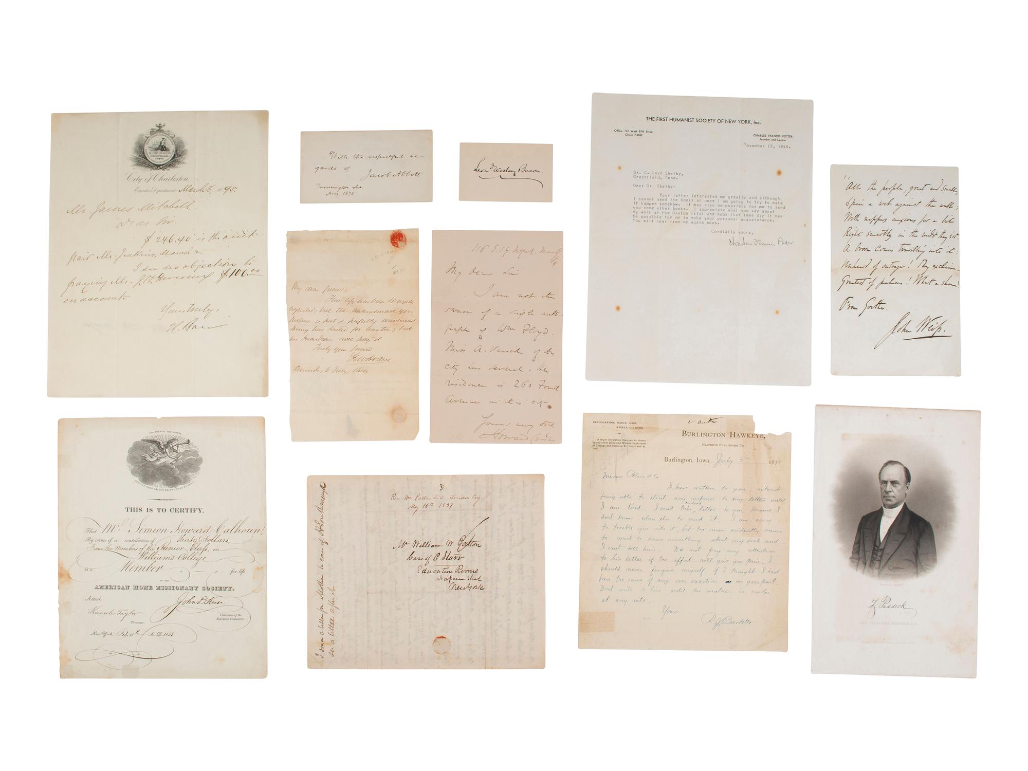 [RELIGION] -- [AUTOGRAPHS]. Large group of autographs from religious and thought leaders.