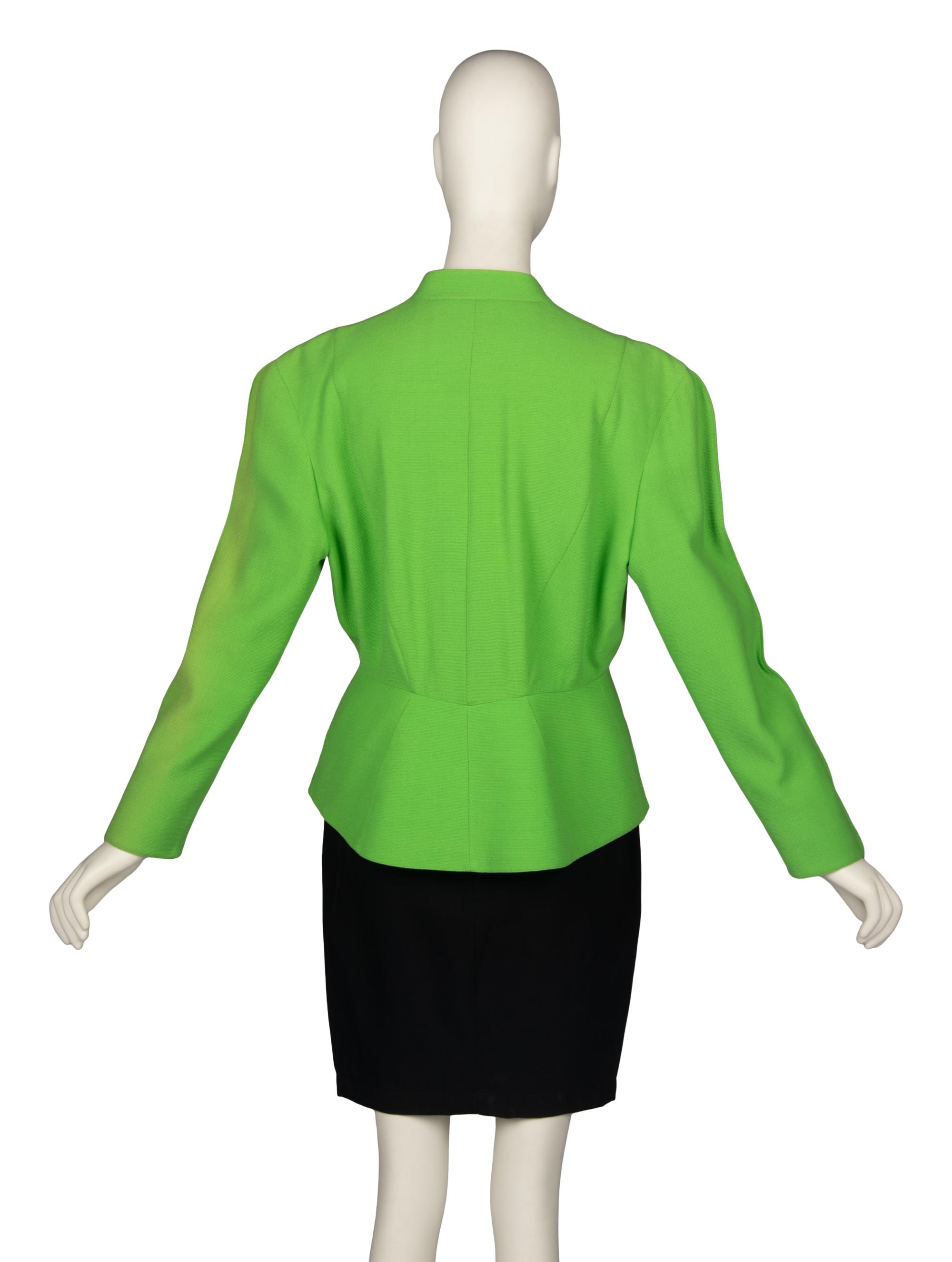 Thierry Mugler Green Jacket and Black Skirt