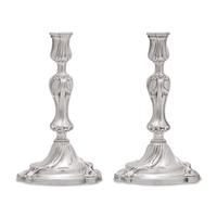 A Pair of Christofle Silver-Plate Candlesticks