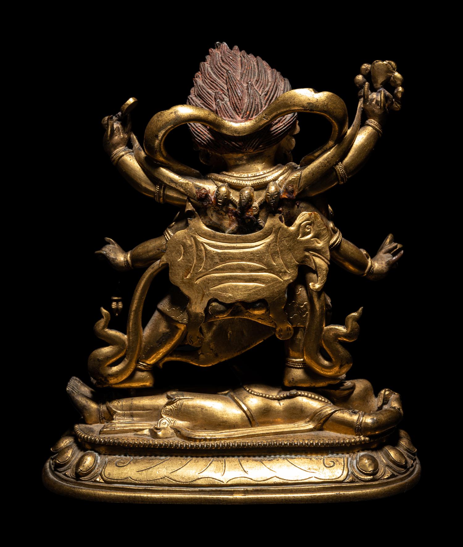 A Sino-Tibetan Gilt Bronze Figure of Mahakala